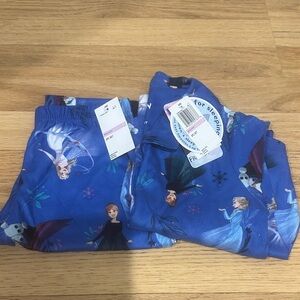 Disney Frozen Girls Royal Blue Pajama Set with Elsa & Anna Graphics